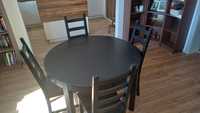 Stół Ikea Bjursta okrągły czarny + 4 krzesła Ikea Kautsby