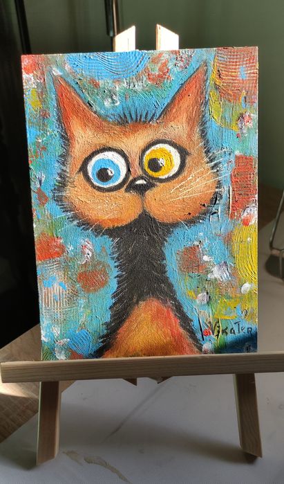 Картина Милашка Вики Тер   15"20 .Акрил ДВП.Серия 'Коти