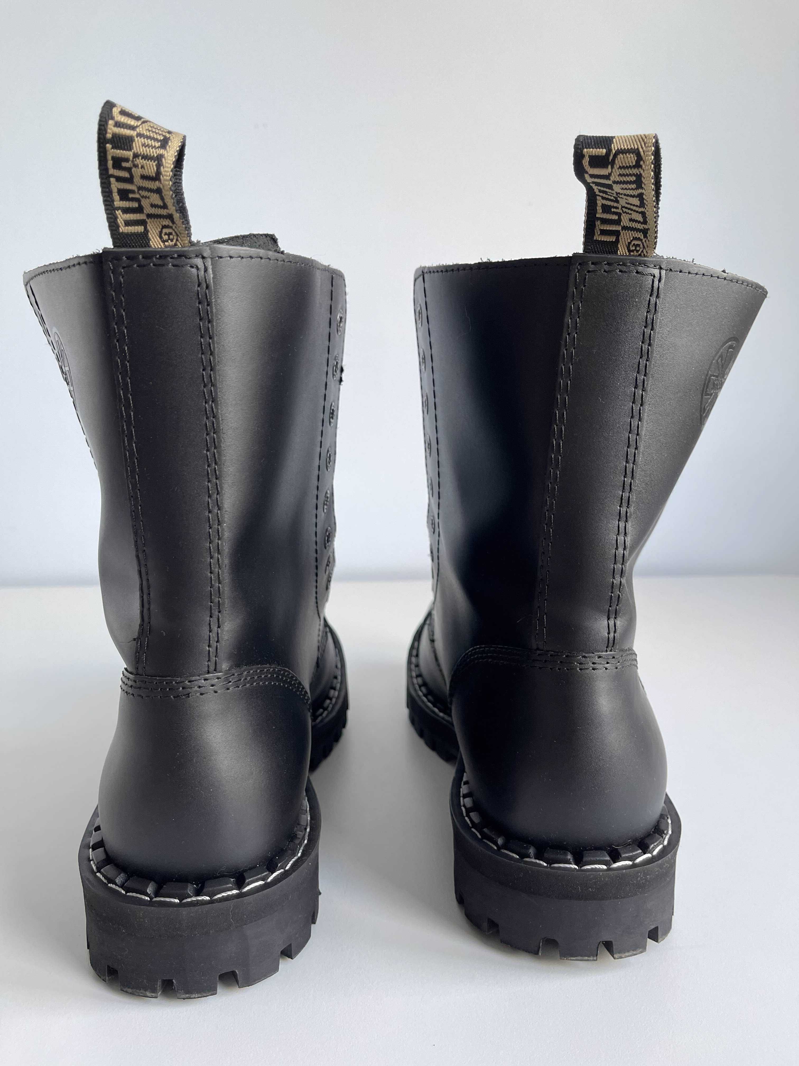 Buty GLANY rozmiar 45, czarny mat, 10-dziurek, Steel 105-106/O/CR.B