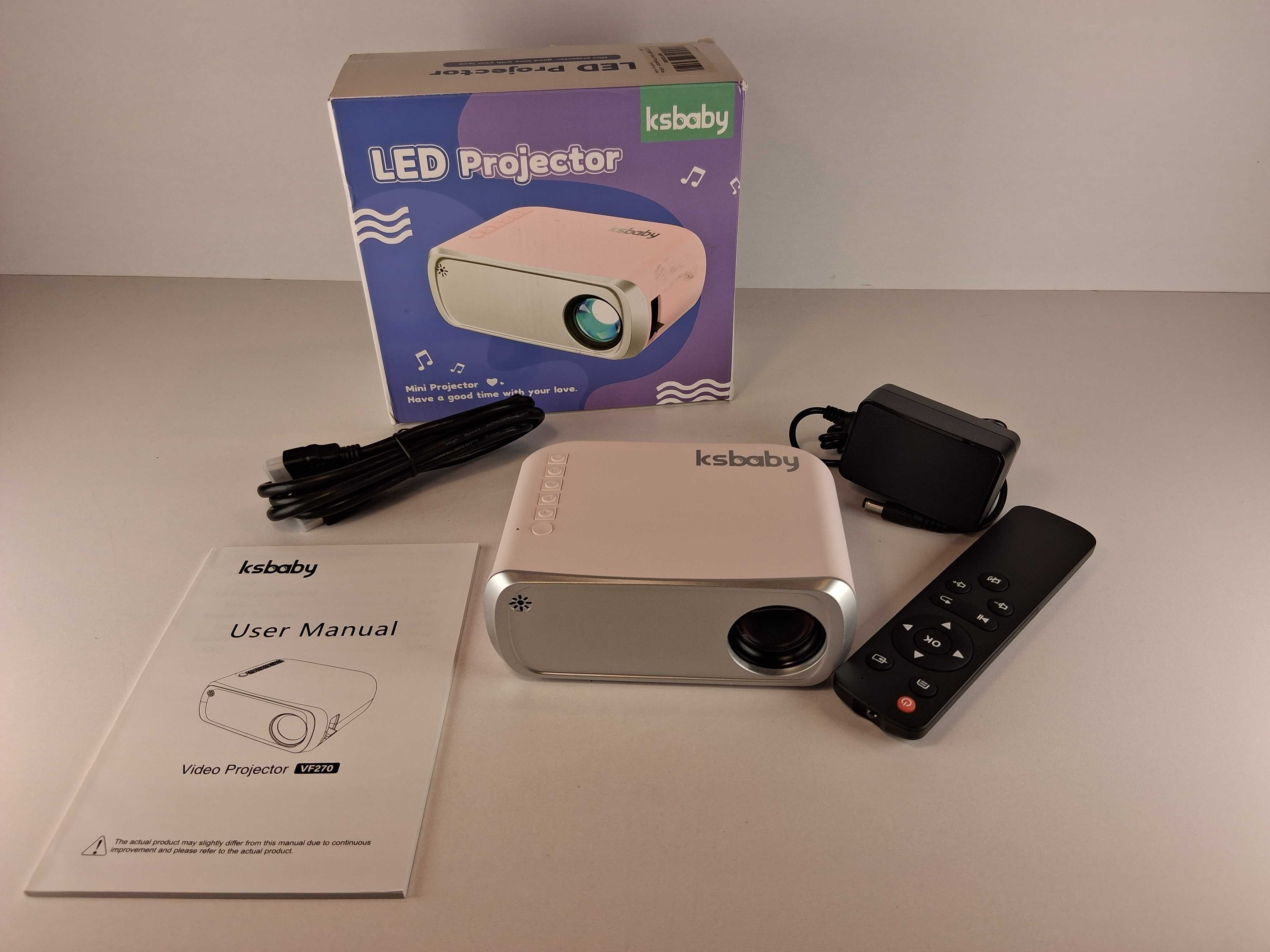 E211 Projektor LED Ksbaby VF270 z Pilotem i Zasilaczem
