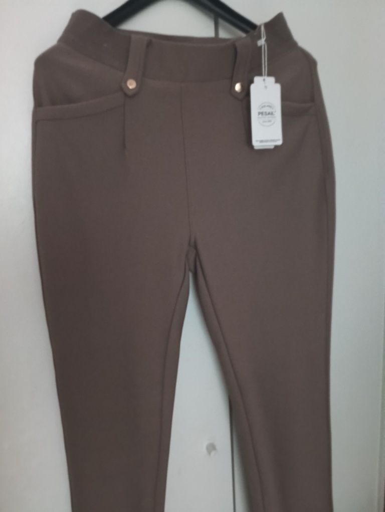 Spodnie damskie legginsy brazowe