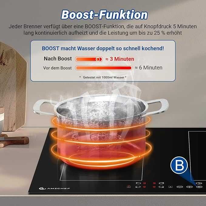 Płyta indukcyjna AMZCHEF FS-I72S-FFDD06 z dwie strefy flex 60cm (406b)