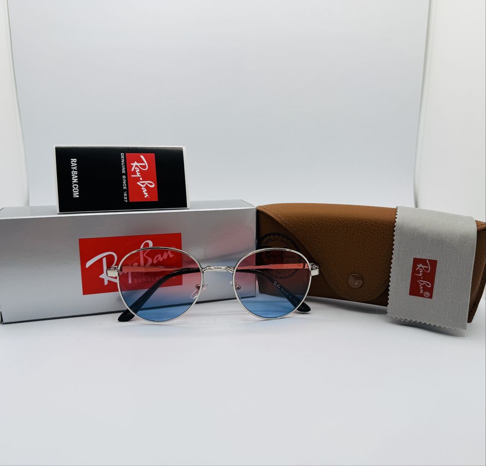 Солнцезащитные очки Ray Ban Round Metal 663 Silver|Rose-Blue Gradient
