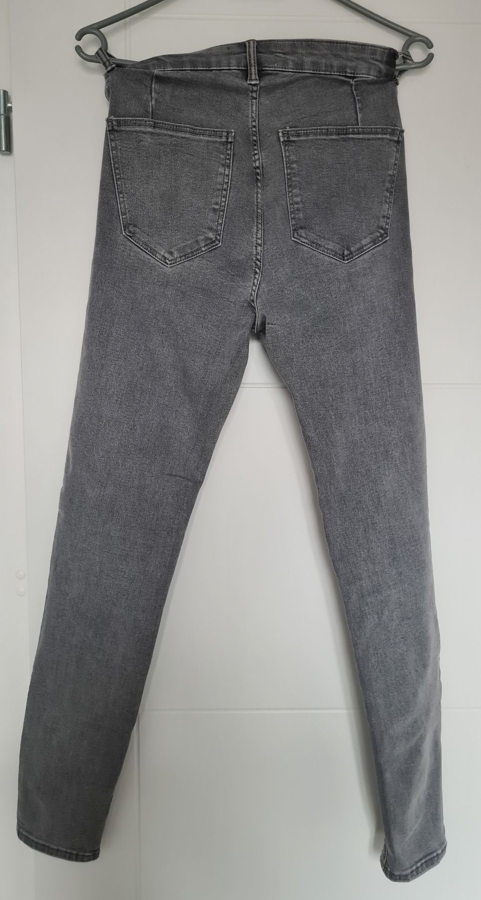 Spodnie jeansy skinny fit jegginsy szare z wysokim stanem Zara 36 / S