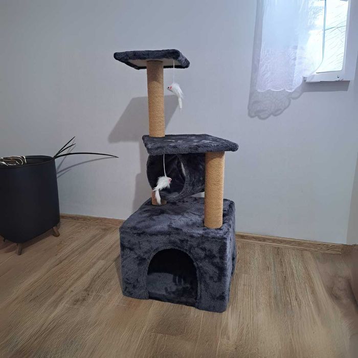 DRAPAK dla kota LEGOWISKO domek budka wieża 5 POZIOMÓW sizal 92cm NOWY