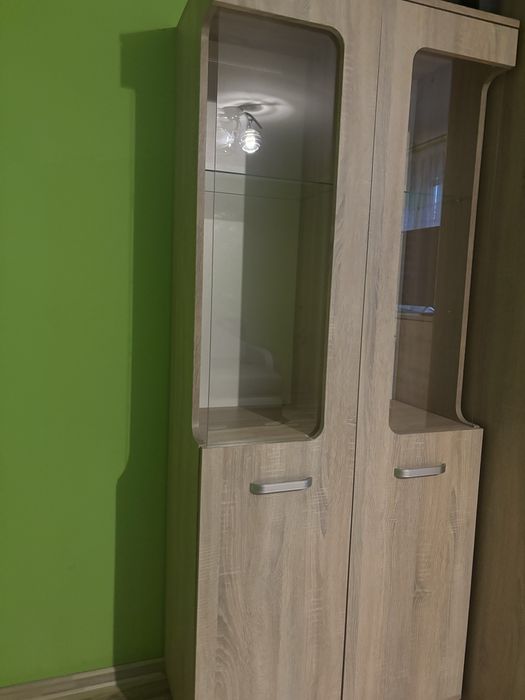 Sprzedam witrynę z przeszklonymi drzwiami w jasnym drewnopodobnym