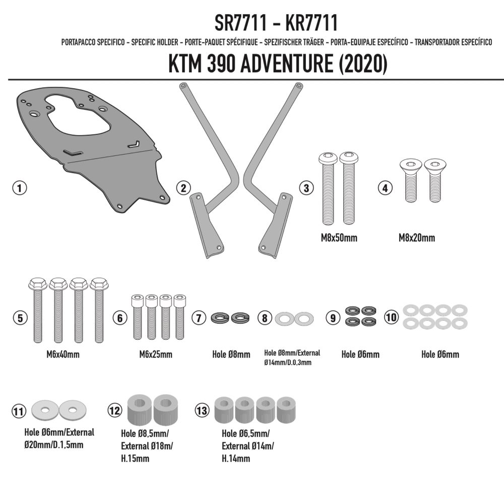 Suporte mala GIVI (SR 7711) para KTM 390 Adventure