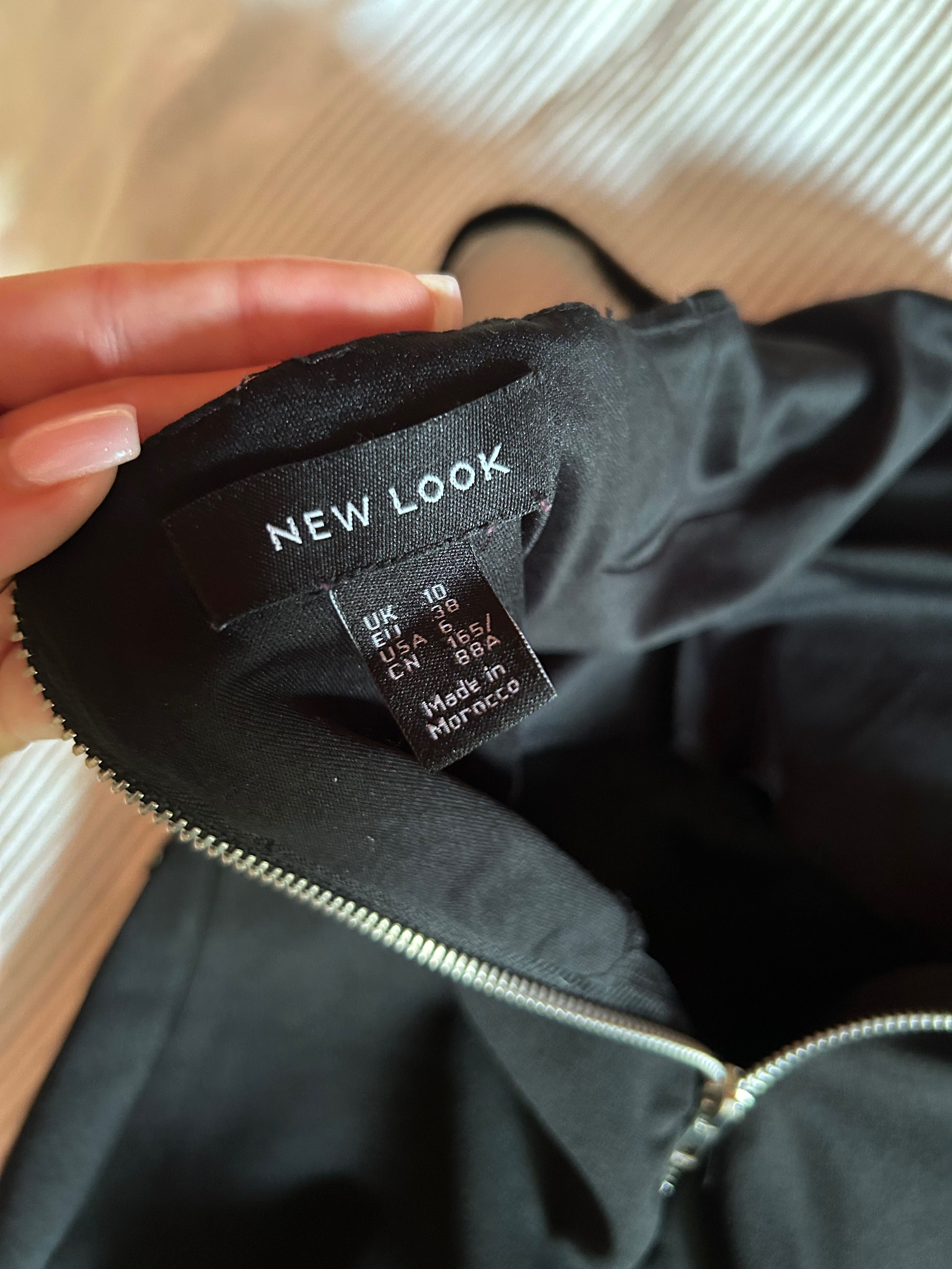New Look czarna sukienka 38, haftowane kwiaty
