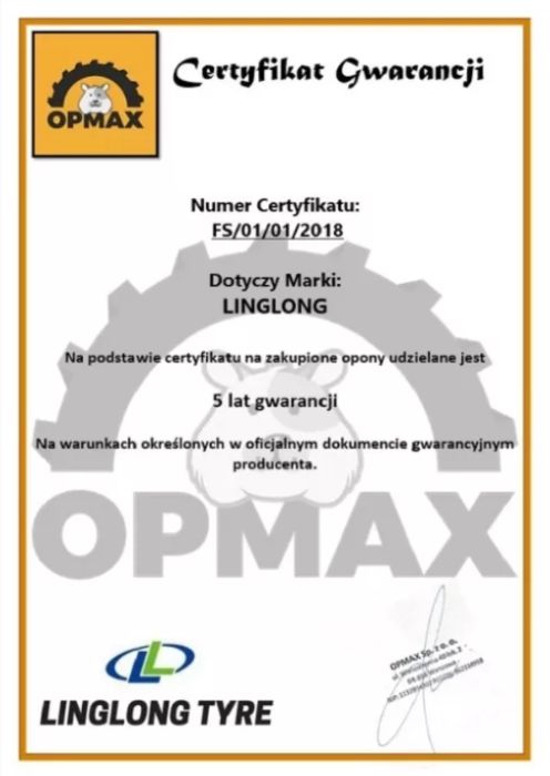 NOWA OPONA 420/85R30 (16.9R30) 140A8/137B TL LING LONG 5 Lat GW.