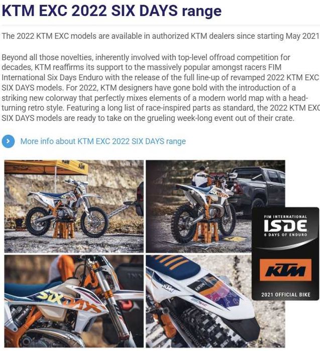 Vendo KTM EXC 250 TPI SIXDAYS Modelo 2022