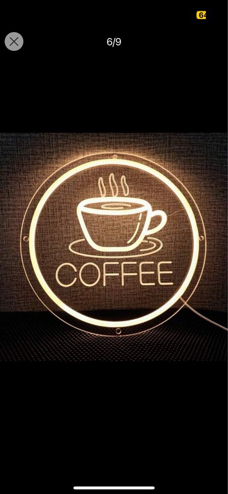 Neon LED Coffee okragły