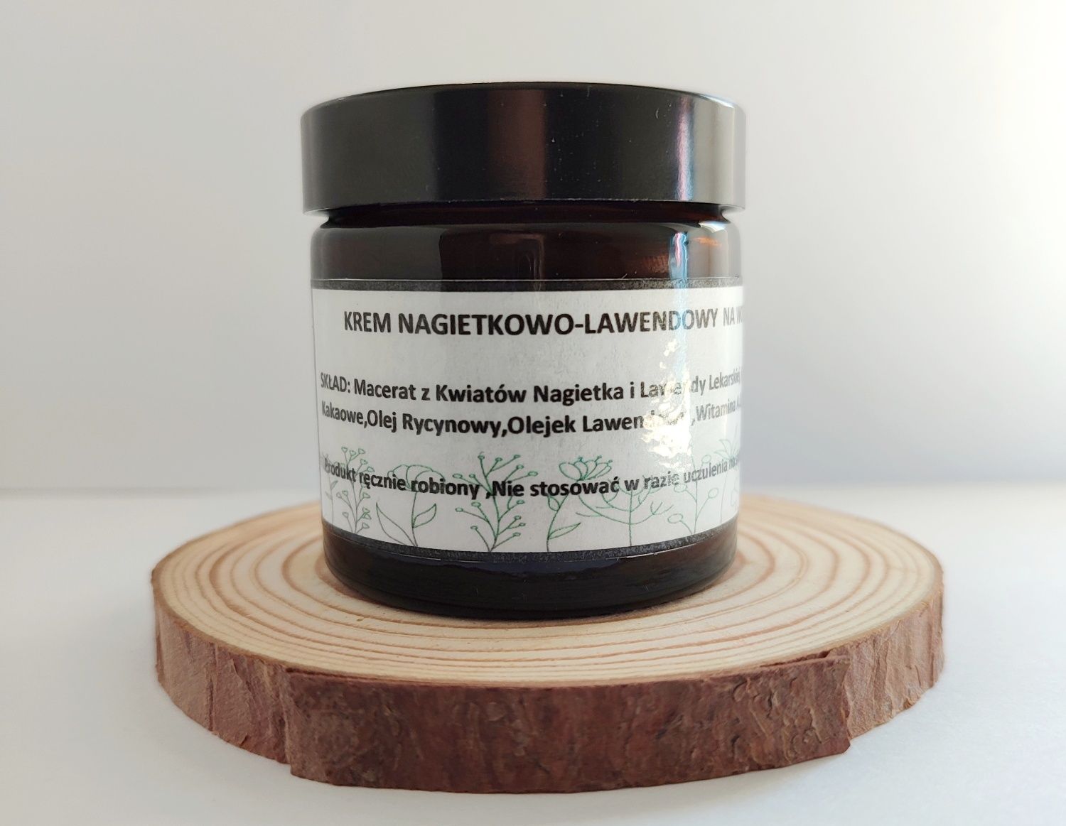Krem Nagietkowo - Lawendowy na Wosku Pszczelimi 60 ml w szkle.