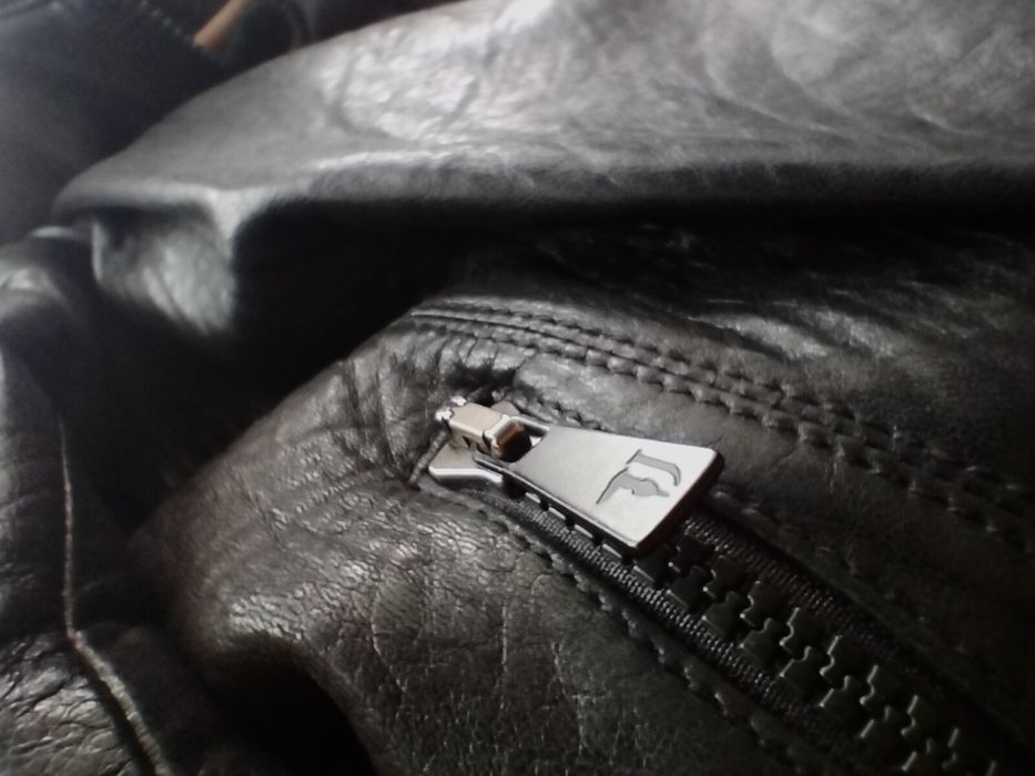 Bomber jacket, ramoneska męska Trussardi Jeans, skóra jagnięca