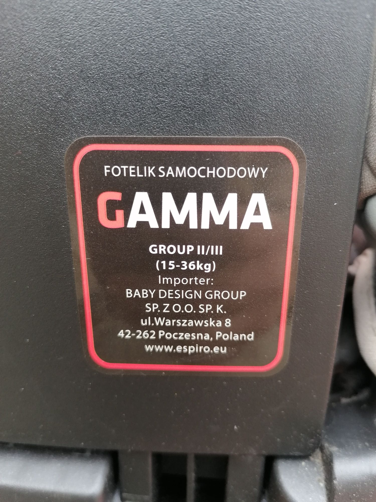Fotelik Espiro Gamma 15-36 kg bez isofix