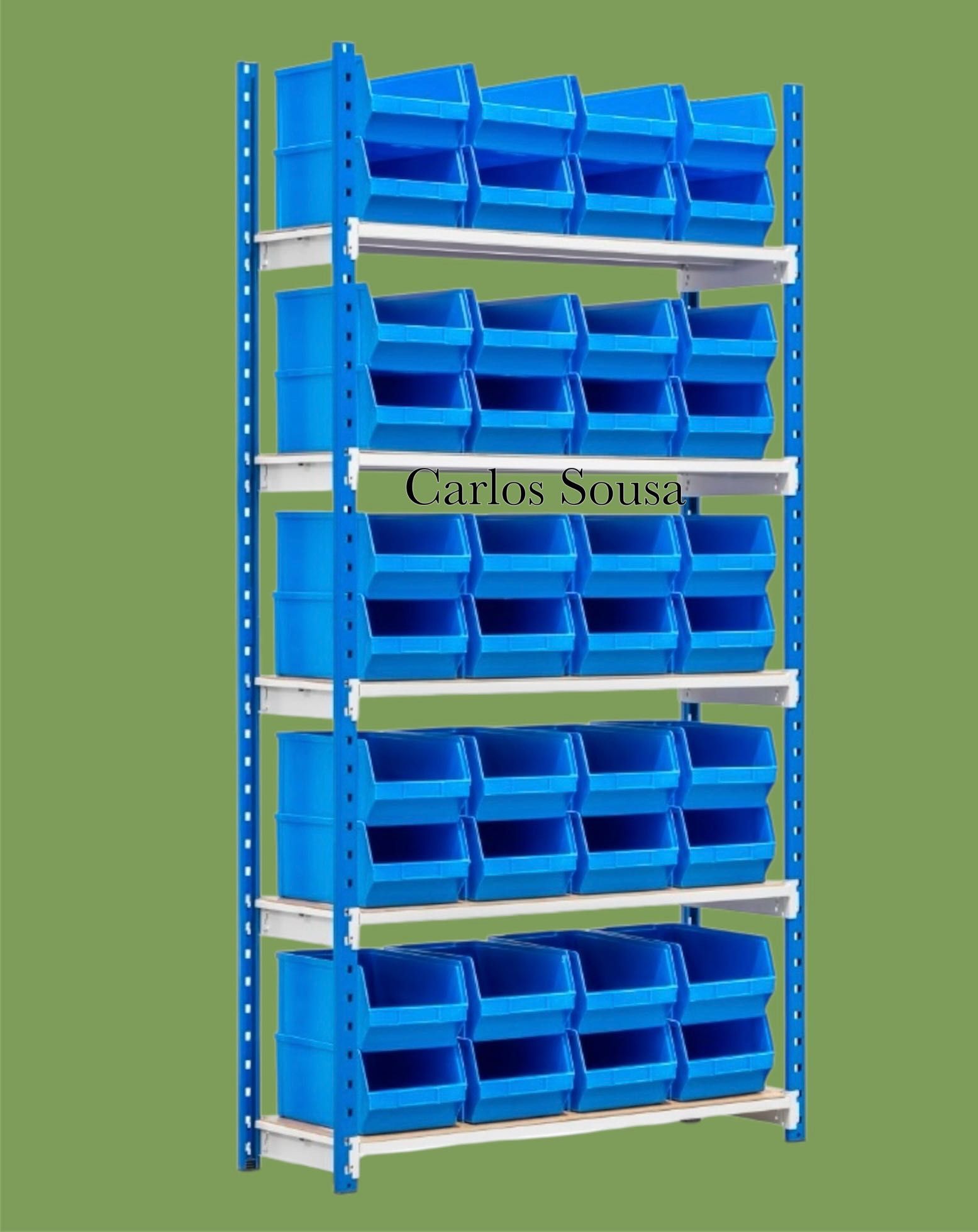 Estante 2000Ax100Cx34P 5 níveis prateleiras com 40 caixas 33x21x15