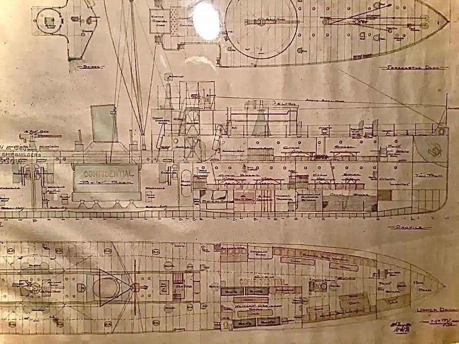 DESTROYER - 1910 - projecto original - com carimbo de confidencial