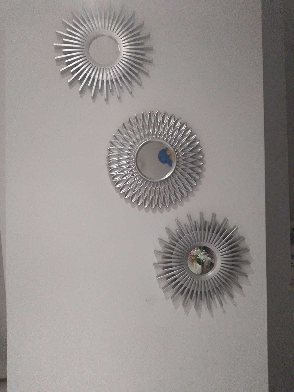 Dekoracja zestaw 3 luster w ramkach do domu na ścianę
