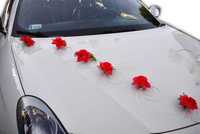 TWOJA Czerwona dekoracja ozdoba na Twój ślubny samochód Nr 366