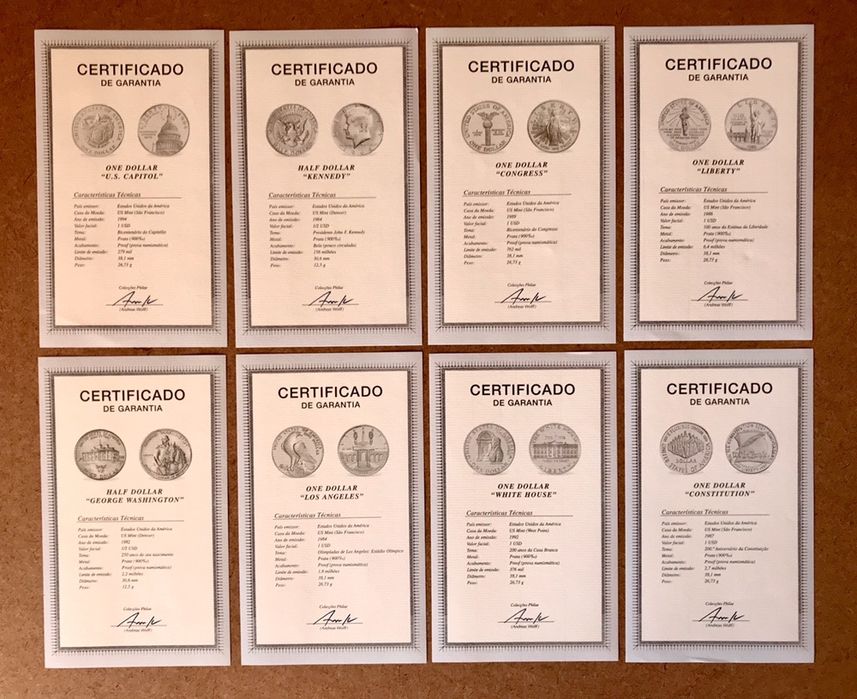Dollars Comemorativos em Prata “Proof”