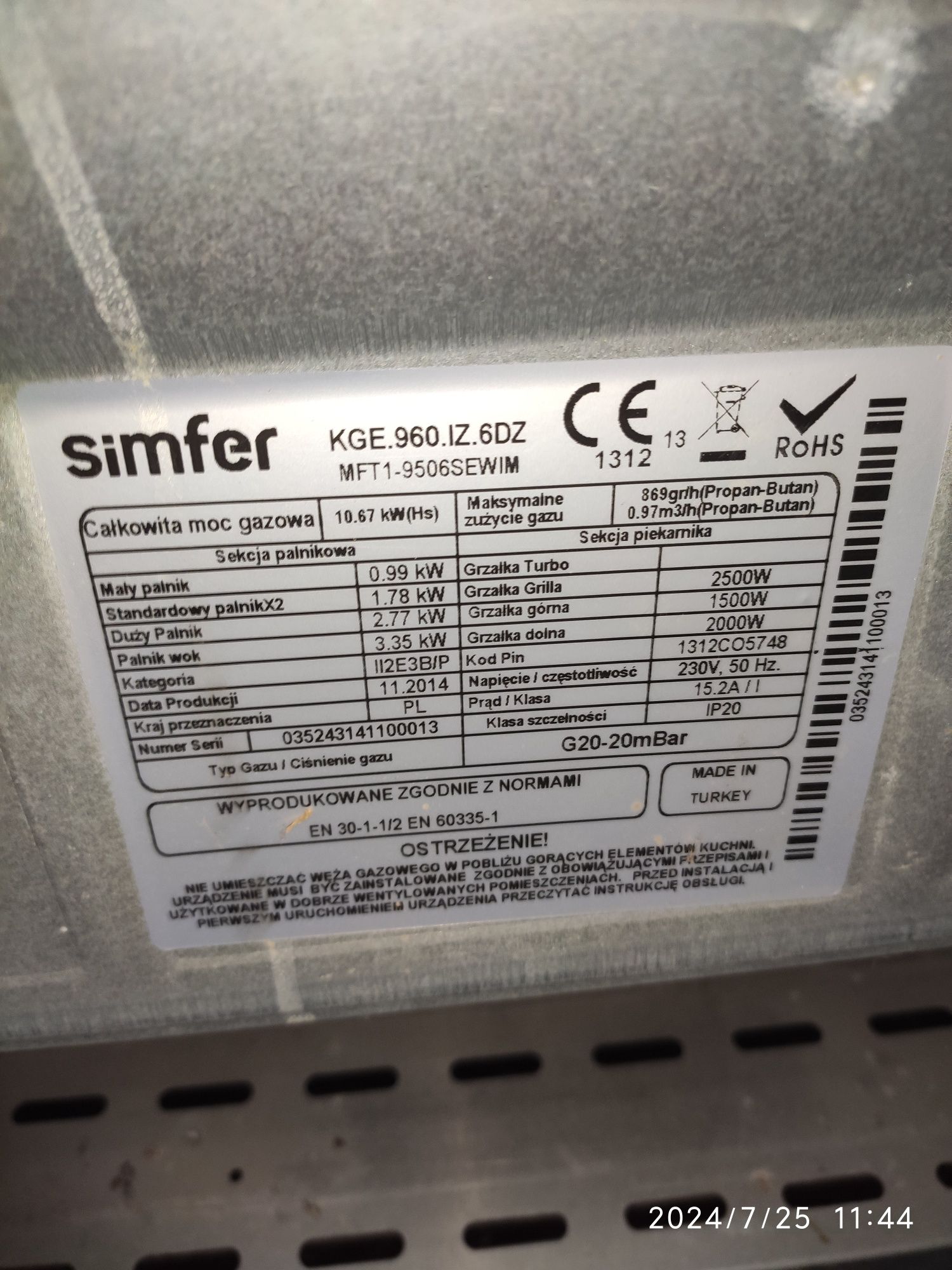 Sprzedam kuchenkę Simfer KGE.960.IZ.6DZ