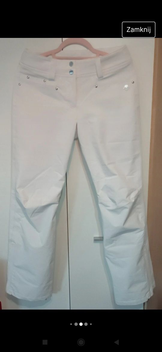 Białe spodnie narciarskie Descente