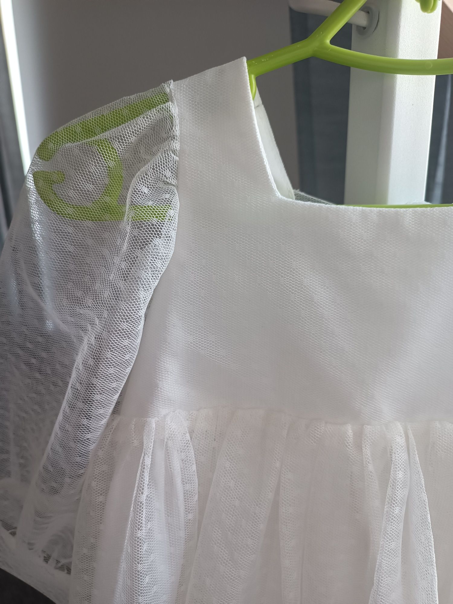 Sukienka Laila by krawcowa biała chrzest/komunia/ślub/urodziny r.86