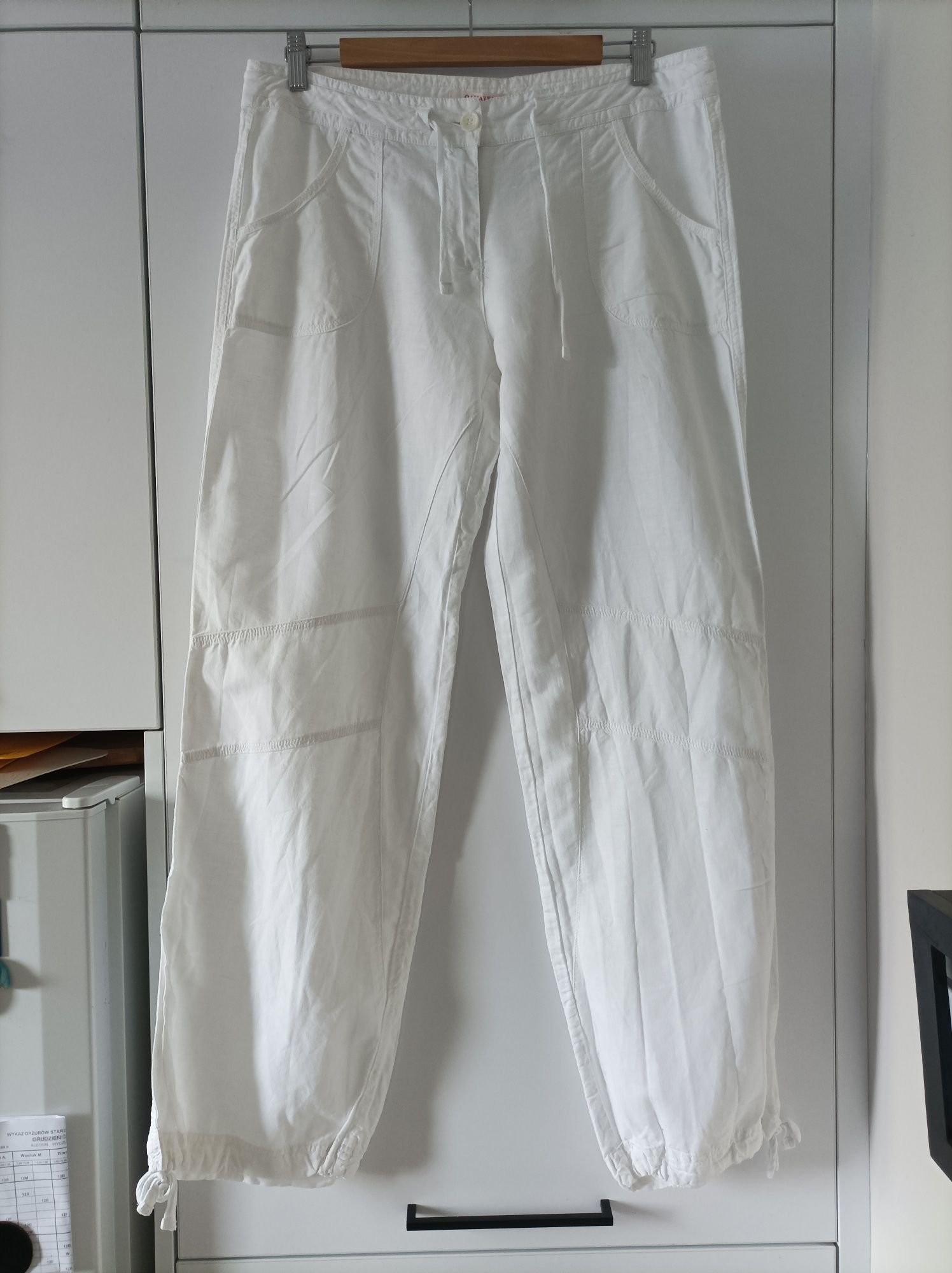 Białe spodnie len bawełna Camaieu rozmiar 42
