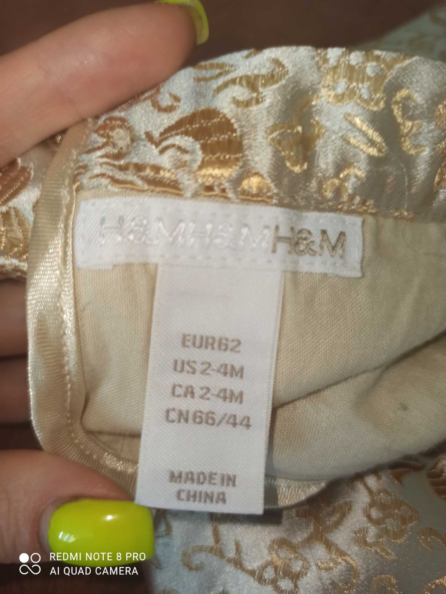 Платье золотое H&M атласное нарядное золотистое 62/платьице/сукня