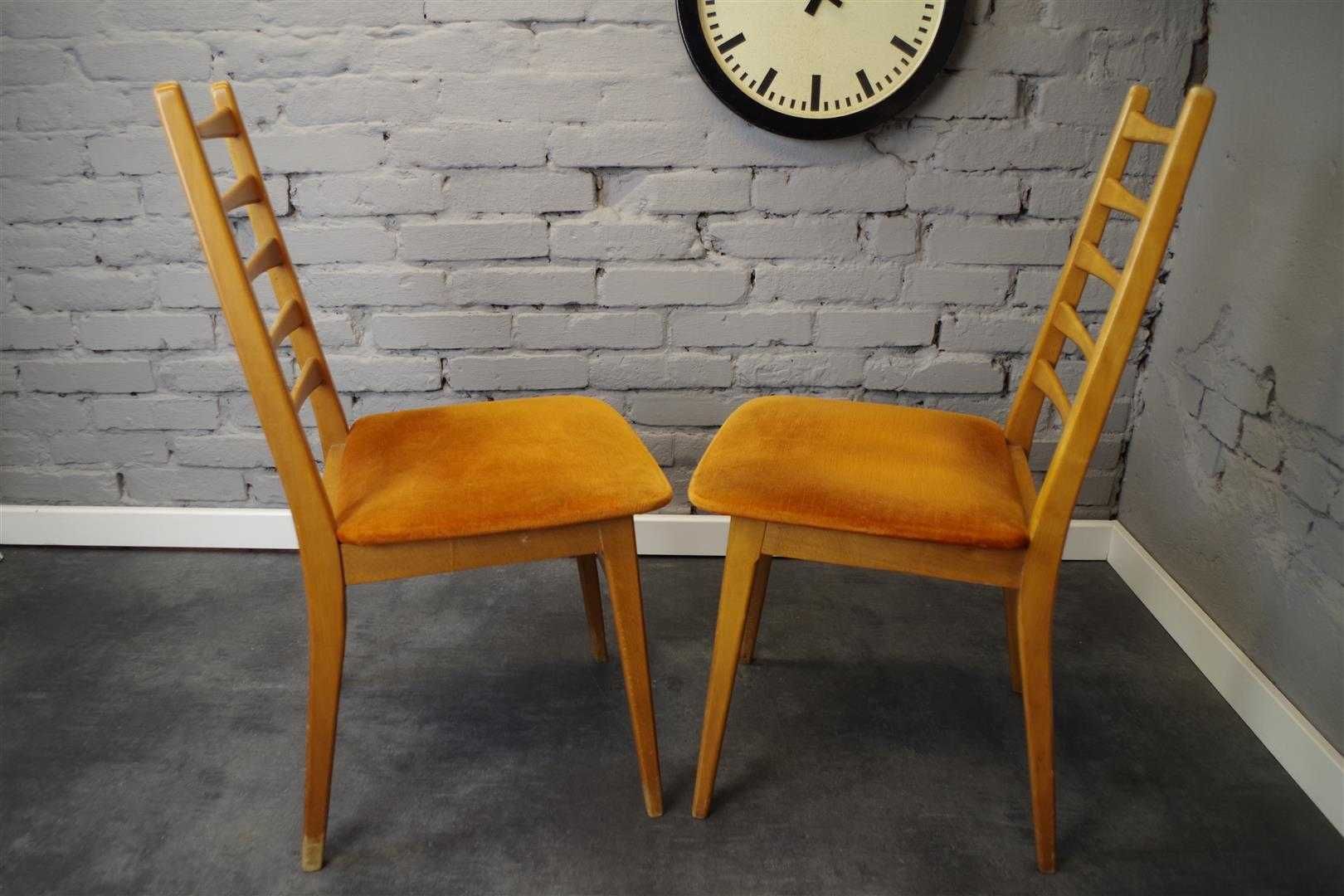 Krzesło drewniane stołowe Mignon Mobel lata 70 vintage