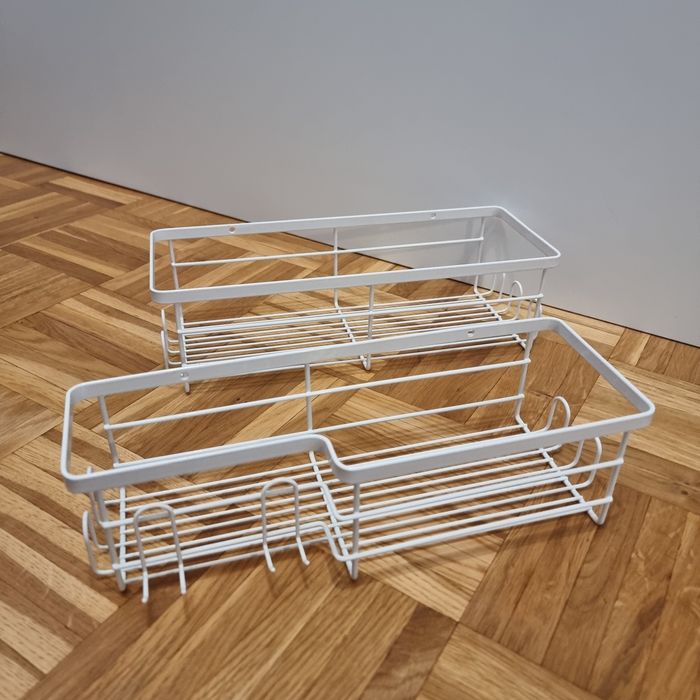 2x półka łazienkowa metalowe półki pod prysznic Białe