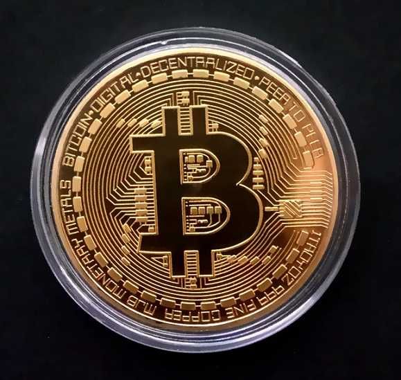 Bitcoin moneta pozłacana , moneta kolekcjonerska