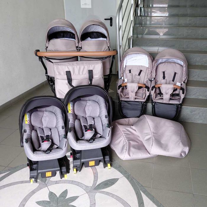 Nowy wózek podwójny Adbor Duo Lux 4w1 z fotelikami i bazami Avionaut