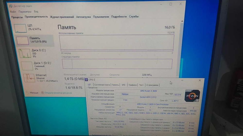 Комплект для збирання пк: B450\Ryzen 5 3600\кулер\DDR4 16GB 3200Mhz