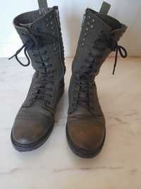 Botas de senhora estilo militar em verde tam 37