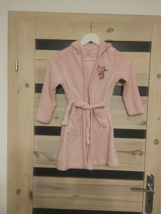 Szlafrok różowy z kotem na dziewczynkę