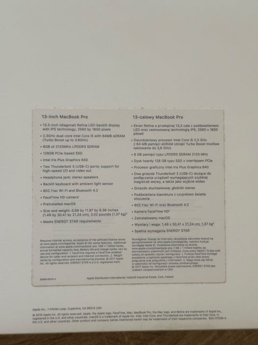 MacBook Pro 13 A1708