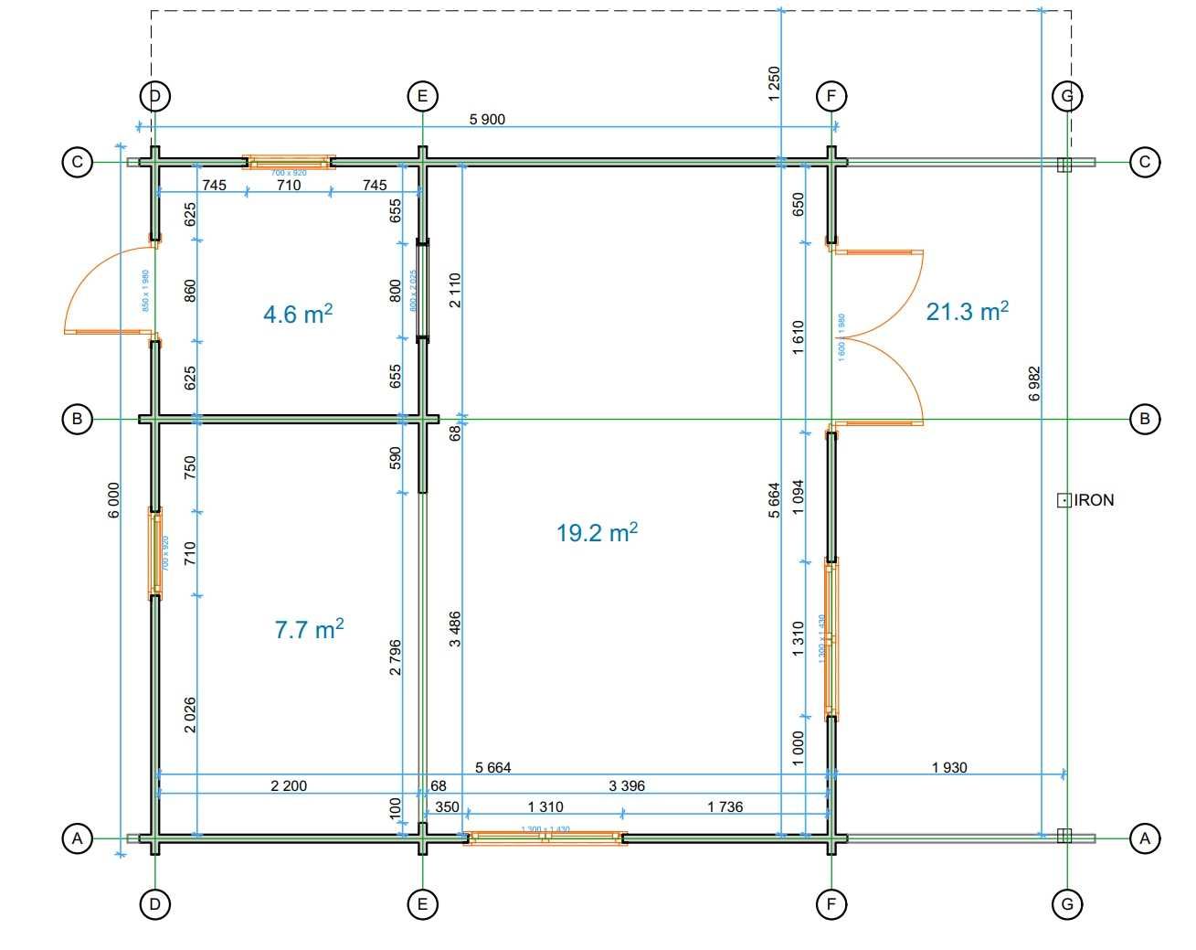 KIT Casa-madeira Premium 7.15x8.20 m 68mm c.. piso-deck