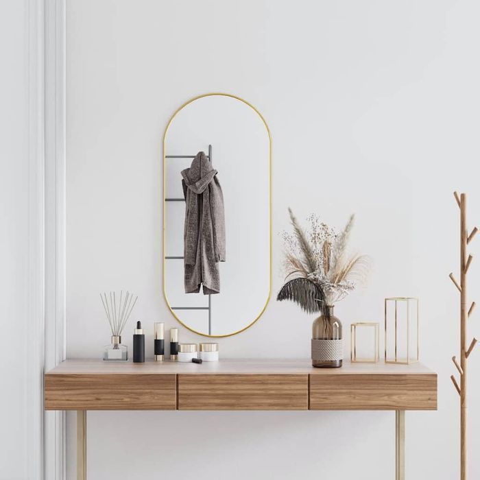 Lustro Ścienne, Złote, 100X45 Cm, Owalne