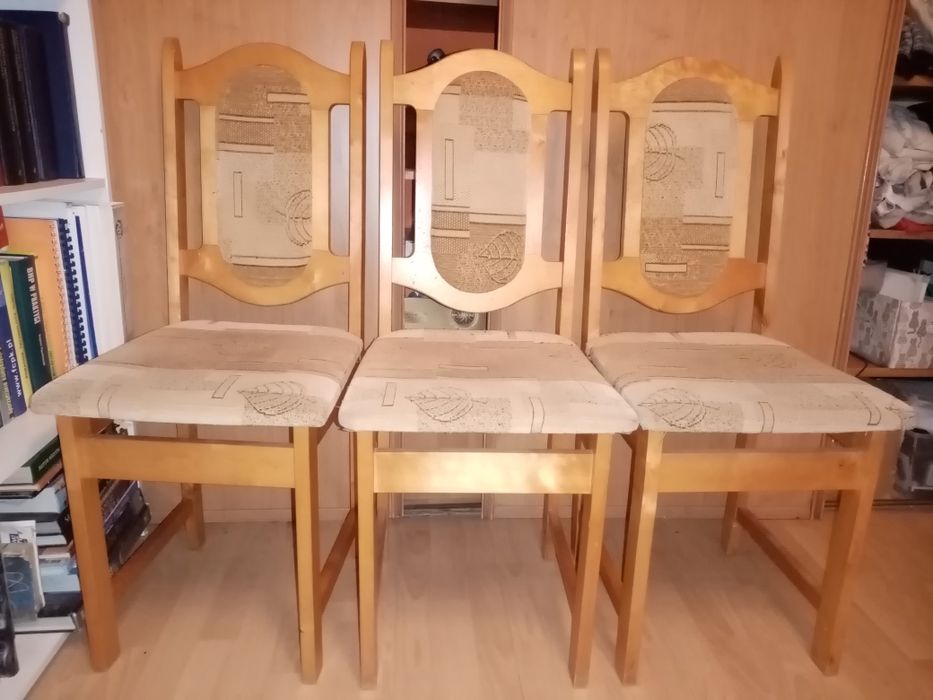 Komplet 3-ch krzeseł drewnianych- buk