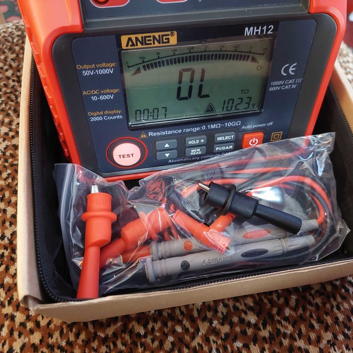 Мегомметр прибор для электрика омметр, вольтметр Aneng MH-12 Оригинал