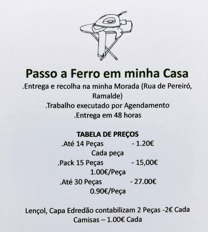 Passo a ferro em minha casa.
