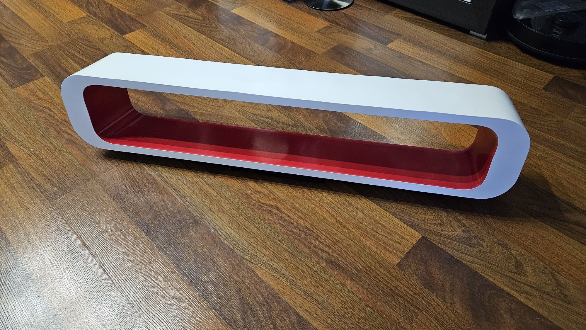 Półka wisząca Cube XXL biało-czarwona nowoczesna lakierowana