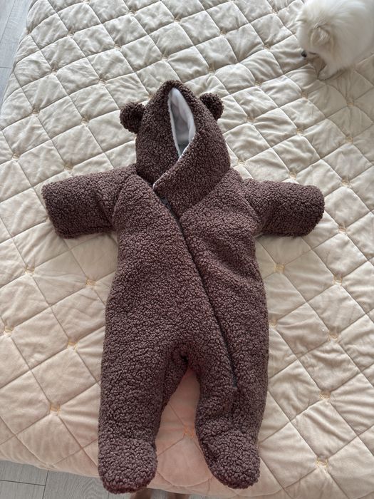 Зимовий дитячий комбінезон шоколадного кольору, 68-74 розмір