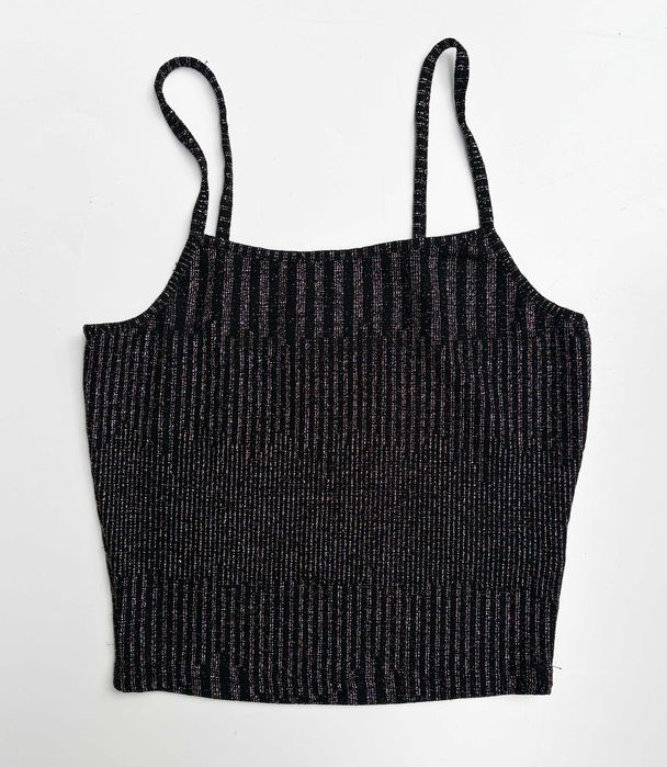 Komplet Czarny Bik Bok Błyszcząca Nitka S 36 Spodnie Bluzka