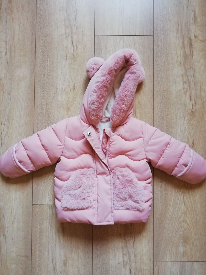 Nowa kurtka zimowa dla dziewczynki, kurtka zimowa niemowlęca, 56-62 cm