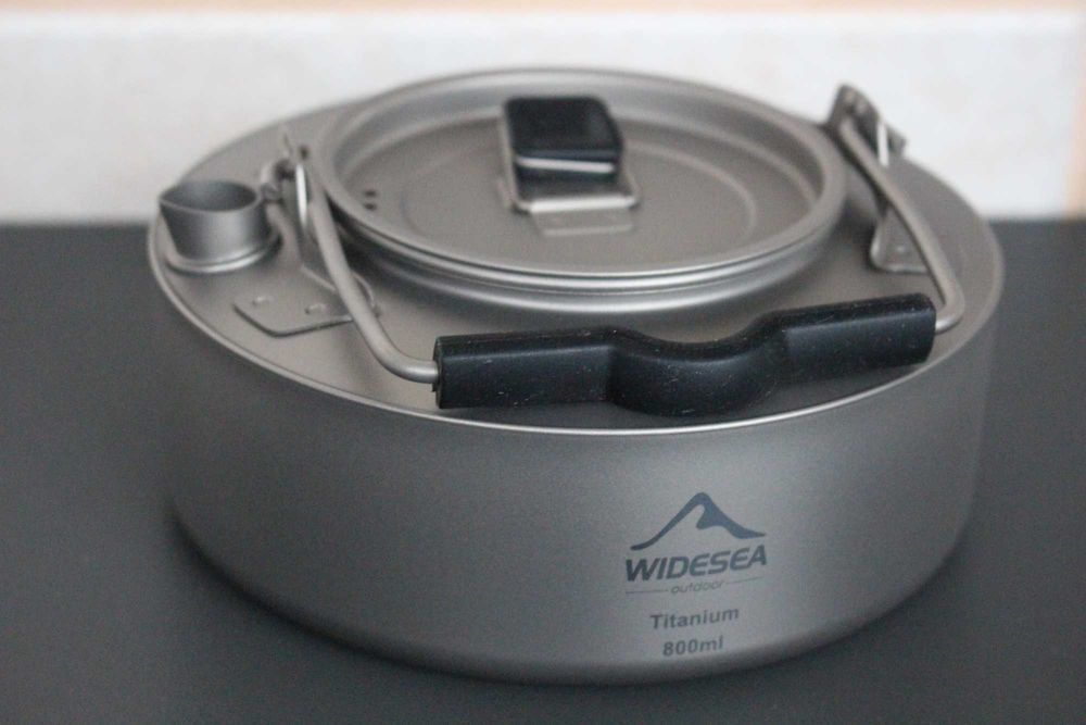 Чайник титановый Widesea titanium 800 ml титановий для кемпінгу.