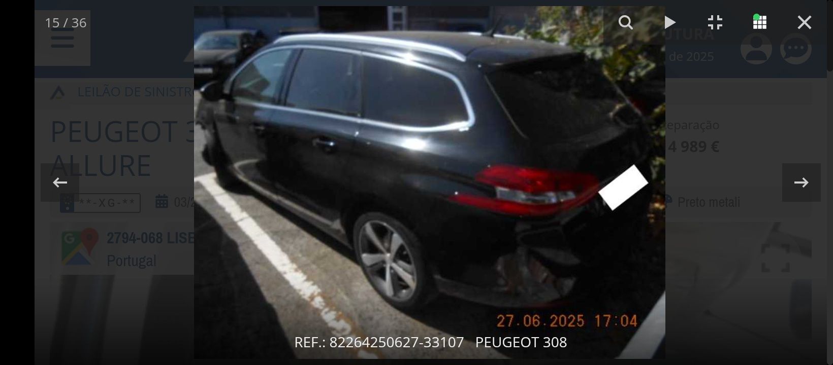 Peugeot 308 sw sinistrado