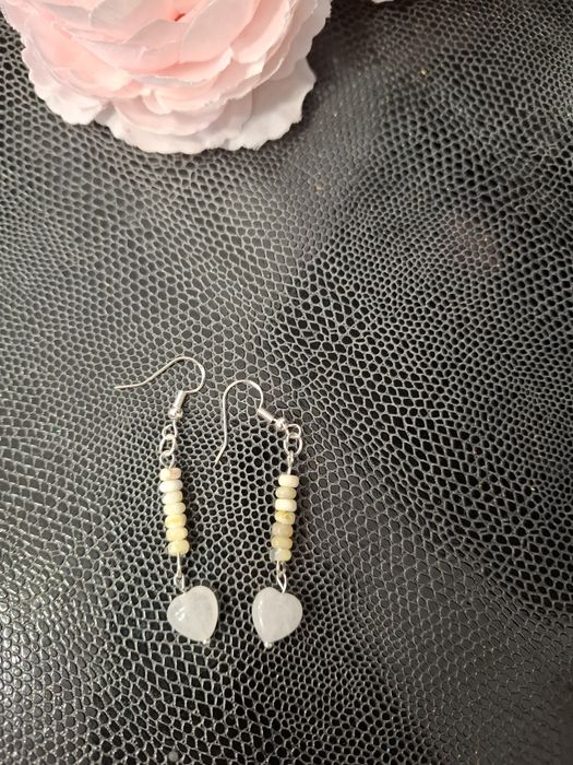 Kolczyki handmade srebro wykonane z naturalnych kamieni topaz