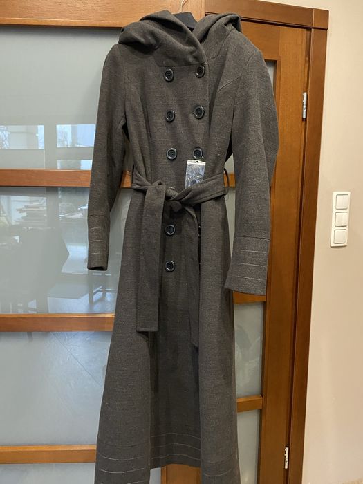 Płaszcz długi z wełną