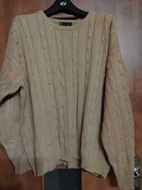 Modny sweter kolor kamelowy XL